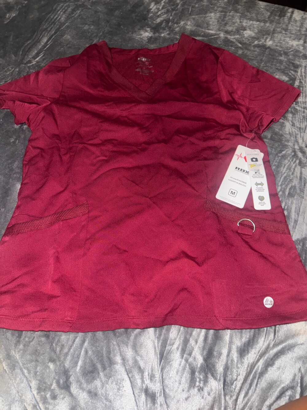 NWT RBX RX1082 Medium Deep Red Scrub Top